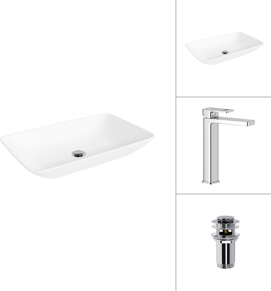 Умывальник со смесителем Lauter 21540 + Cascade 21СК0655C с донным клапаном 21190CH - фото