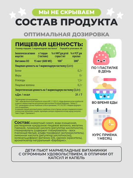 Витамин 1WIN D3 600МЕ Kids