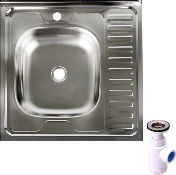 Мойка кухонная КромРус S 409 RUS с сифоном Franke 112.0181.399 - фото