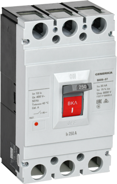 Выключатель автоматический Generica ВА66-37 3Р 250А 35кА / SAV40-3-0250-G - фото