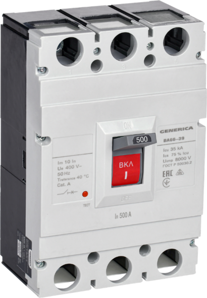 Выключатель автоматический Generica ВА66-39 3Р 500А 35кА / SAV50-3-0500-G - фото