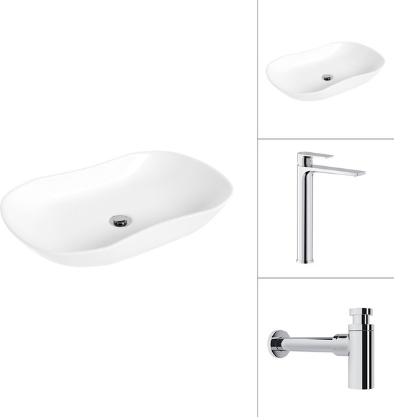 Умывальник со смесителем Lauter 21570 + Reef 21CK8678C с сифоном 21635CH - фото