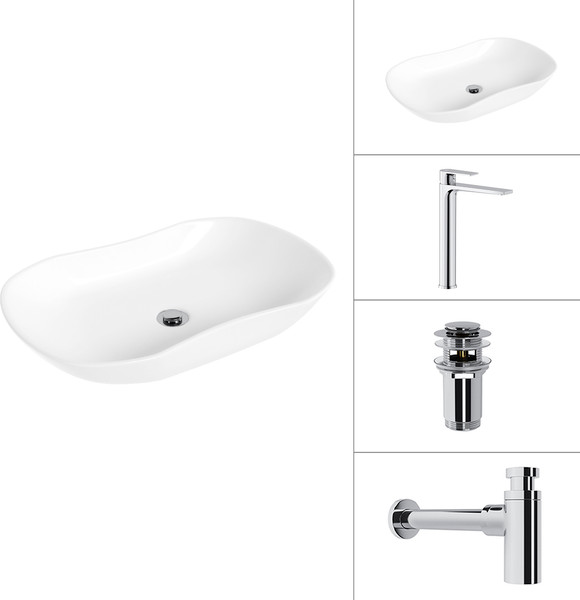 Умывальник со смесителем Lauter 21570 + Reef 21CK8678C + сифон 21635CH + дон.клапан 21190CH - фото