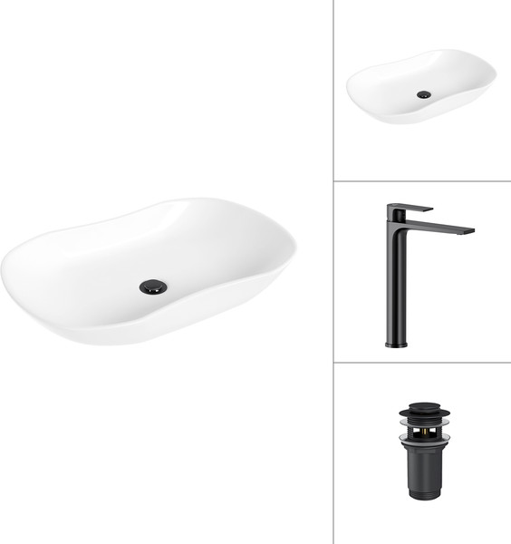 Умывальник со смесителем Lauter 21570 + Reef 21CK8678BS с донным клапаном 21190B - фото