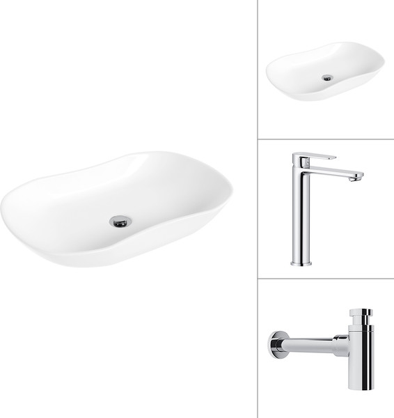 Умывальник со смесителем Lauter 21570 + Moon 21СK81691C с сифоном 21635CH - фото