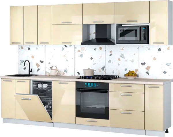 Кухонный гарнитур Интерлиния Мила Gloss 3.0-ПМ4 - фото