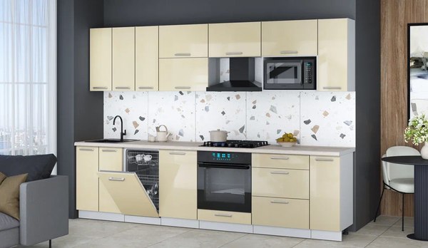 Кухонный гарнитур Интерлиния Мила Gloss 3.0-ПМ4