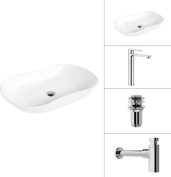 Умывальник со смесителем Lauter 21570 + Moon 21СK81691C + сифон 21635CH + дон.клапан 21190CH - фото