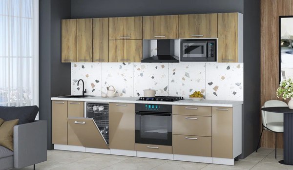 Кухонный гарнитур Интерлиния Мила Gloss 3.0-ПМ4