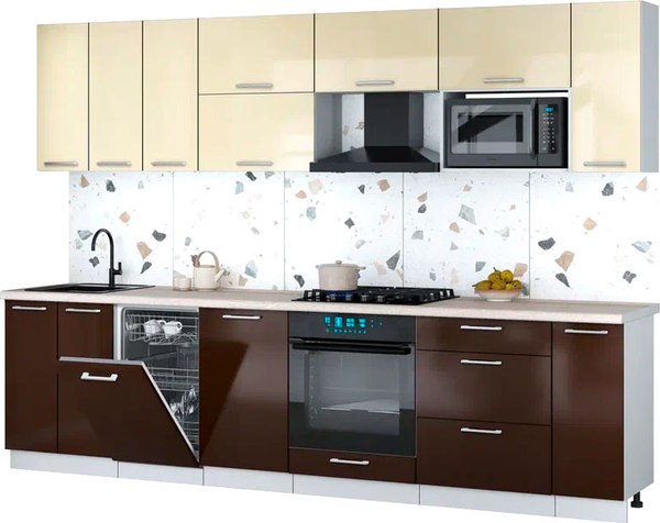 Кухонный гарнитур Интерлиния Мила Gloss 3.0-ПМ4 - фото