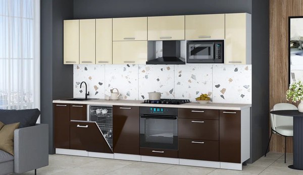 Кухонный гарнитур Интерлиния Мила Gloss 3.0-ПМ4