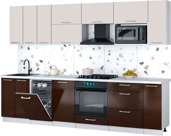 Кухонный гарнитур Интерлиния Мила Gloss 3.0-ПМ4 - фото
