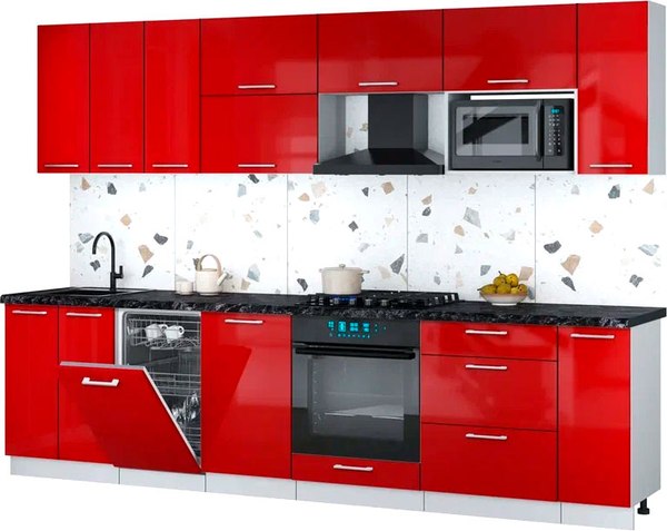 Кухонный гарнитур Интерлиния Мила Gloss 3.0-ПМ4 - фото