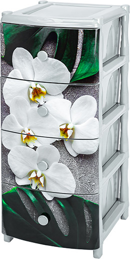 Комод пластиковый El Casa Орхидея 4-х секционный / 640315 - фото