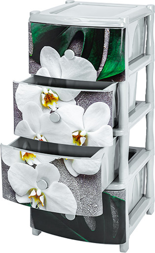 Комод пластиковый El Casa Орхидея 4-х секционный / 640315