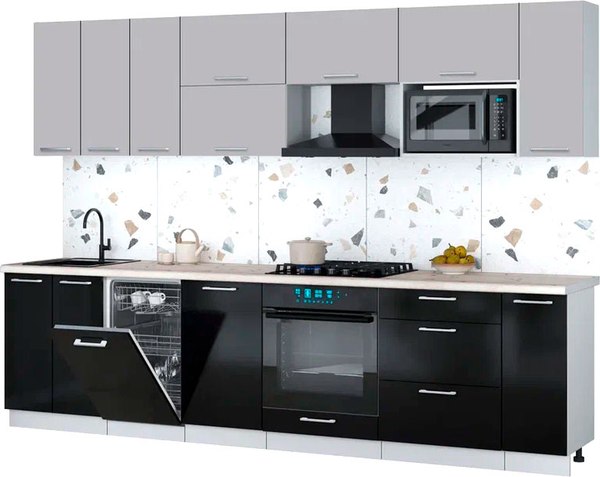 Кухонный гарнитур Интерлиния Мила Gloss 3.0-ПМ4 - фото
