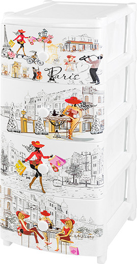 Комод пластиковый El Casa Париж 4-х секционный / 640043 - фото