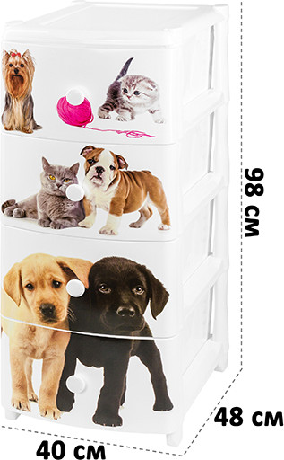 Комод пластиковый El Casa Питомцы 4-х секционный / 640031