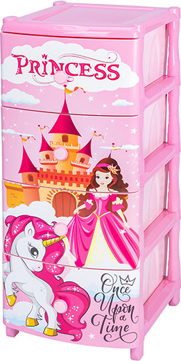 Комод пластиковый El Casa Замок 4-х секционный / 640029 - фото