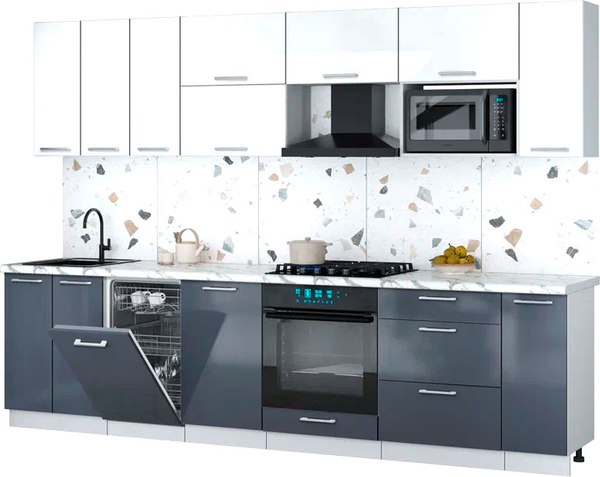 Кухонный гарнитур Интерлиния Мила Gloss 3.0-ПМ4 - фото