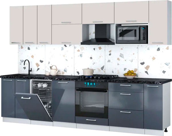 Кухонный гарнитур Интерлиния Мила Gloss 3.0-ПМ4 - фото
