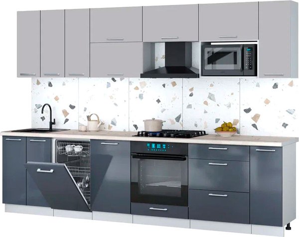 Кухонный гарнитур Интерлиния Мила Gloss 3.0-ПМ4 - фото