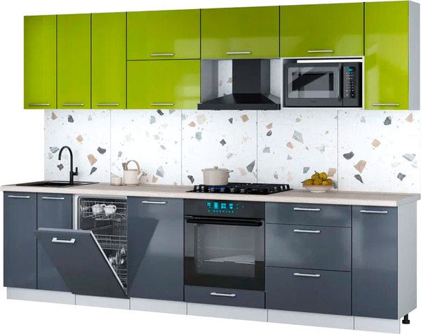 Кухонный гарнитур Интерлиния Мила Gloss 3.0-ПМ4 - фото