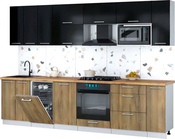 Кухонный гарнитур Интерлиния Мила Gloss 3.0-ПМ4 - фото