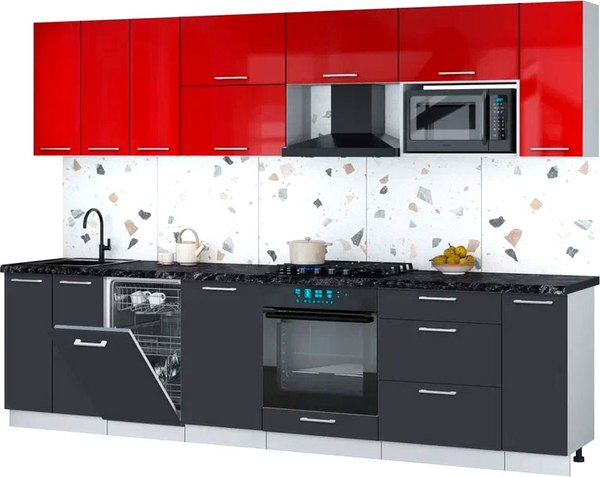 Кухонный гарнитур Интерлиния Мила Gloss 3.0-ПМ4 - фото