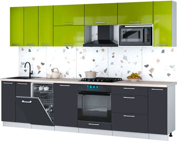 Кухонный гарнитур Интерлиния Мила Gloss 3.0-ПМ4 - фото