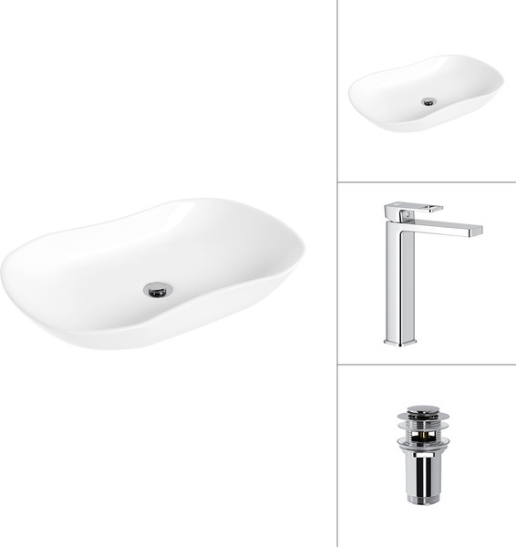 Умывальник со смесителем Lauter 21570 + Cascade 21СК0655C с донным клапаном 21190CH - фото