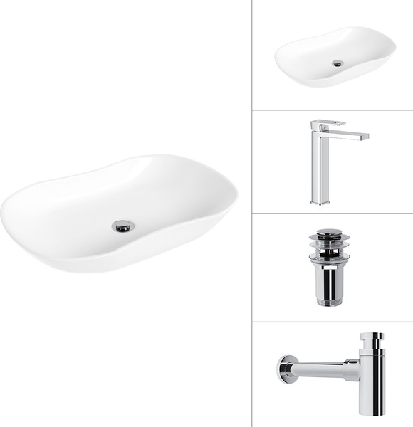 Умывальник со смесителем Lauter 21570 + Cascade 21СК0655C + сифон 21635CH + дон.клапан 21190CH - фото