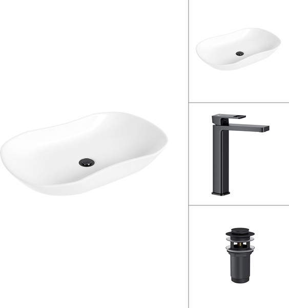 Умывальник со смесителем Lauter 21570 + Cascade 21СК0655BS с донным клапаном 21190B - фото