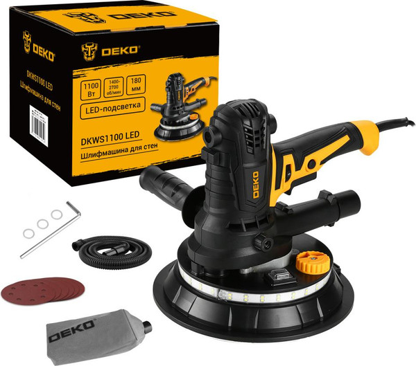 Шлифовальная машина для стен Deko DKWS1100 LED / 084-1090 - фото