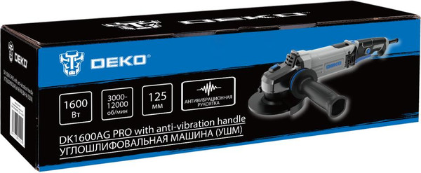 Профессиональная угловая шлифмашина Deko DK1600AG PRO / 086-1005