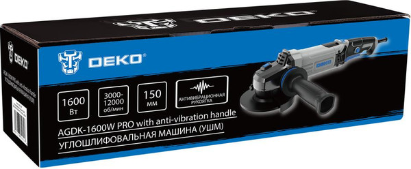 Угловая шлифовальная машина Deko AGDK-1600W PRO / 084-1081