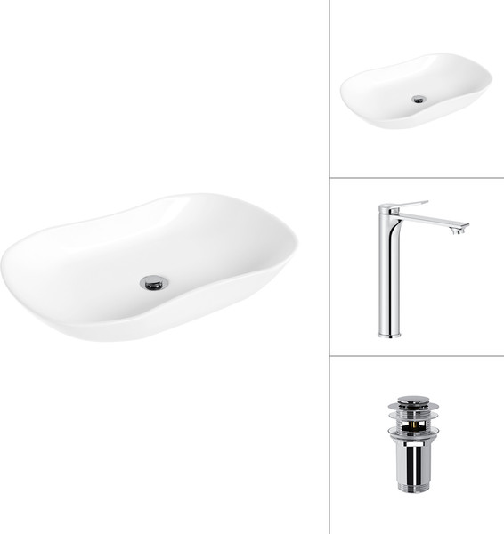 Умывальник со смесителем Lauter 21570 + Rio 21AM12672 с донным клапаном 21190CH - фото