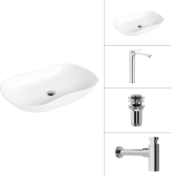 Умывальник со смесителем Lauter 21570 + Rio 21AM12672 + сифон 21635CH + дон.клапан 21190CH - фото