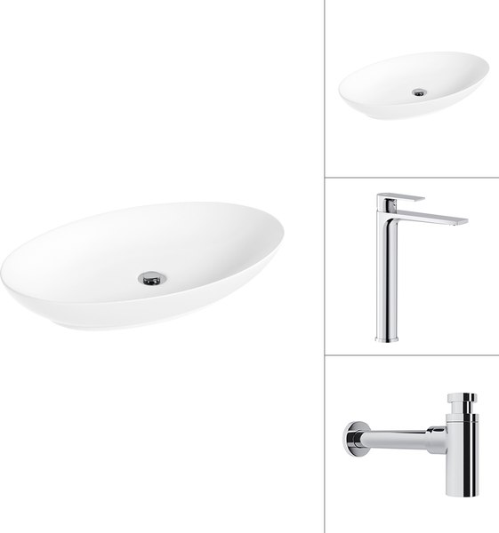 Умывальник со смесителем Lauter 21571 + Reef 21CK8678C с сифоном 21635CH - фото