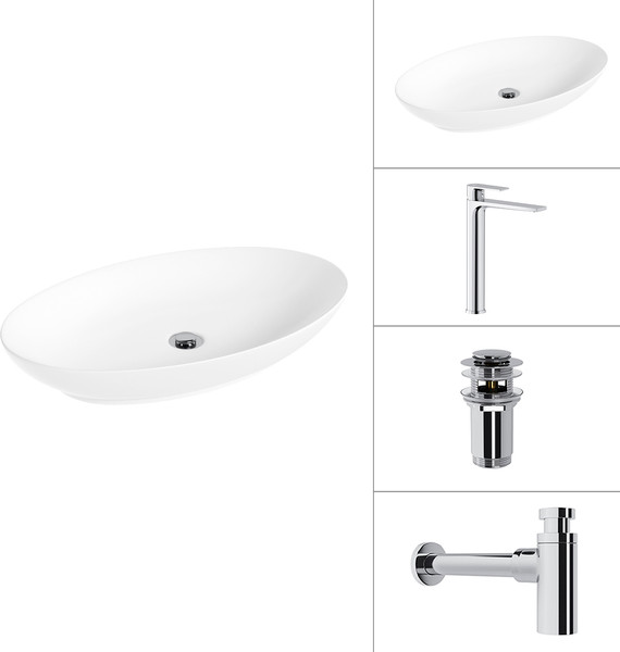 Умывальник со смесителем Lauter 21571 + Reef 21CK8678C + сифон 21635CH + дон.клапан 21190CH - фото