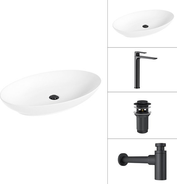 Умывальник со смесителем Lauter 21571 + Reef 21CK8678BS + сифон 21635B + дон.клапан 21190B - фото