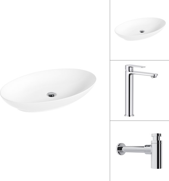 Умывальник со смесителем Lauter 21571 + Moon 21СK81691C с сифоном 21635CH - фото