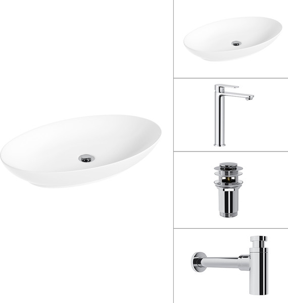 Умывальник со смесителем Lauter 21571 + Moon 21СK81691C + сифон 21635CH + дон.клапан 21190CH - фото