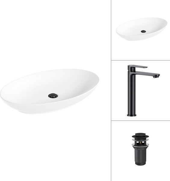 Умывальник со смесителем Lauter 21571 + Moon 21СК8691BS с донным клапаном 21190B - фото