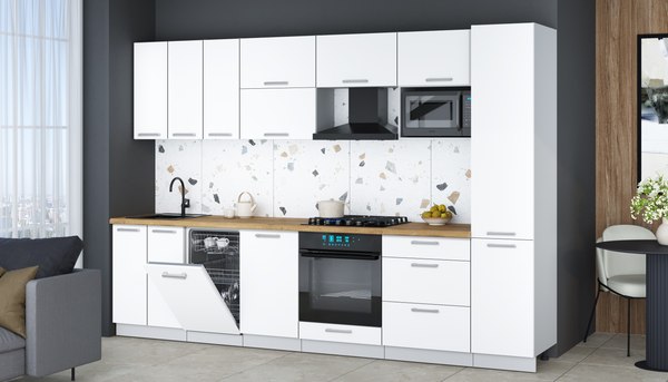 Кухонный гарнитур Интерлиния Мила Gloss 3.1-ПМ4