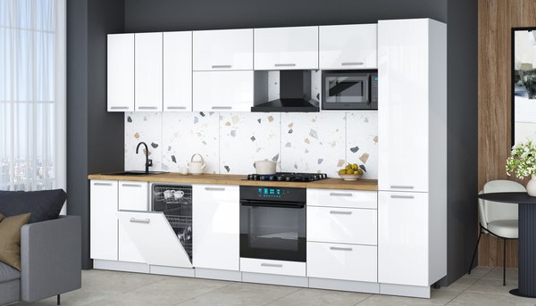 Кухонный гарнитур Интерлиния Мила Gloss 3.1-ПМ4