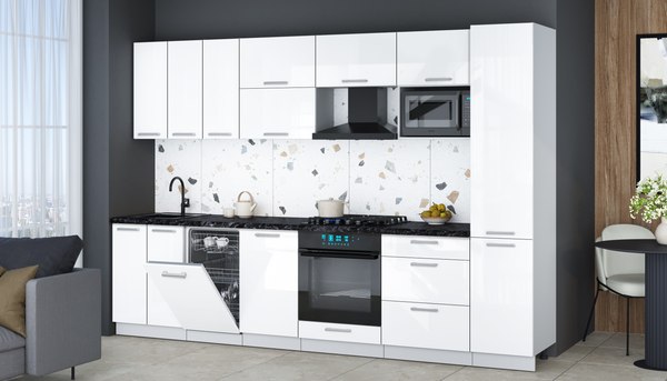 Кухонный гарнитур Интерлиния Мила Gloss 3.1-ПМ4