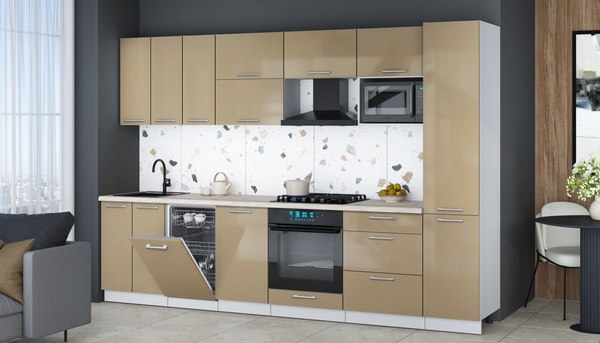 Кухонный гарнитур Интерлиния Мила Gloss 3.1-ПМ4