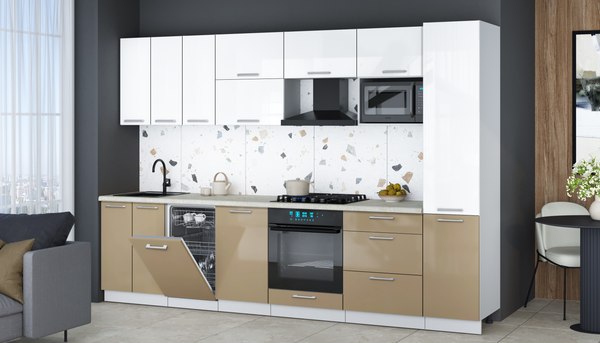 Кухонный гарнитур Интерлиния Мила Gloss 3.1-ПМ4