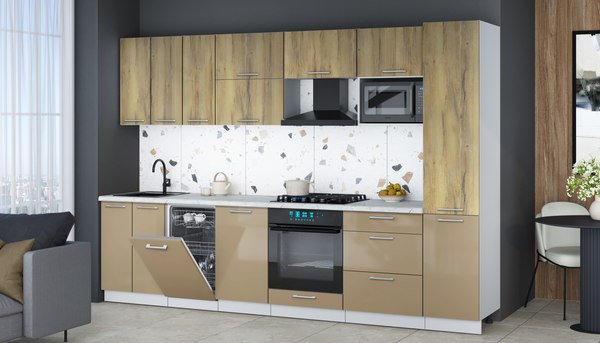 Кухонный гарнитур Интерлиния Мила Gloss 3.1-ПМ4